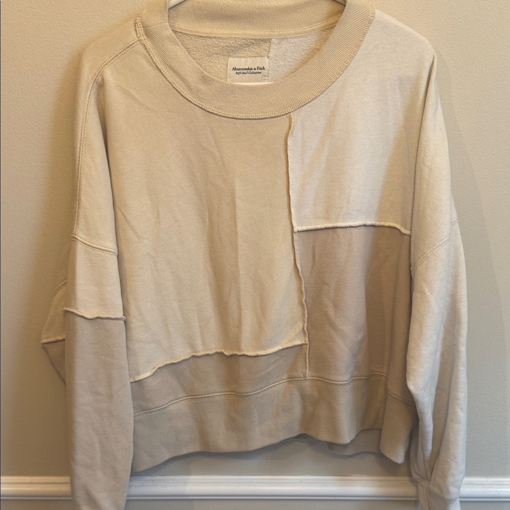 Abercrombie & Fitch Cream Patchwork Sweatshirt